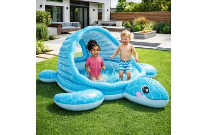 Piscina gonflabilă cu copertină 218 × 206 × 97 cm Turtle Cove Playland, I48677NP