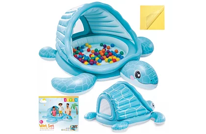 Piscina gonflabilă cu copertină 218 × 206 × 97 cm Turtle Cove Playland, I48677NP