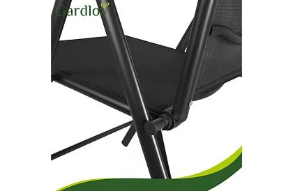 Scaune de grădină pliabile negre cu brațe și spătar – 2 bucăți