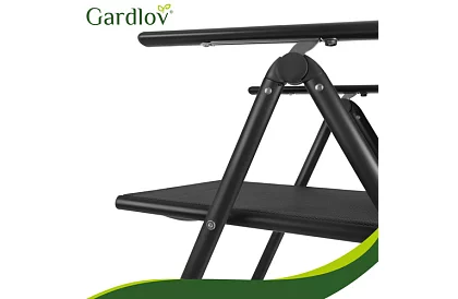 Scaune de grădină pliabile negre cu brațe și spătar – 2 bucăți