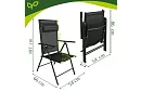 Scaune de grădină pliabile negre cu brațe și spătar – 2 bucăți