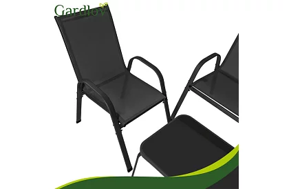 Mobilier de grădină canapea, 2 fotolii, masă – negru