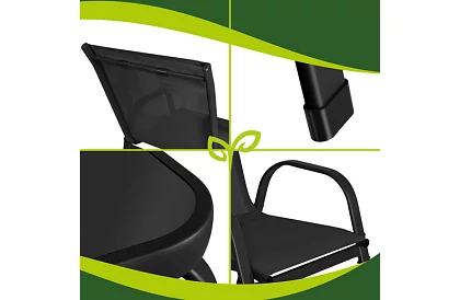 Mobilier de grădină canapea, 2 fotolii, masă – negru