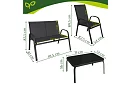 Mobilier de grădină canapea, 2 fotolii, masă – negru