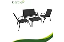 Mobilier de grădină canapea, 2 fotolii, masă – negru