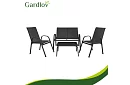 Mobilier de grădină canapea, 2 fotolii, masă – negru