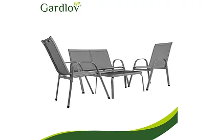 Mobilier de grădină canapea, 2 fotolii, masă – gri