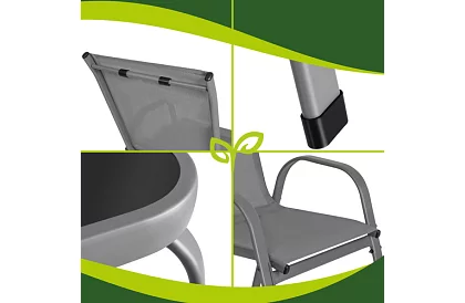 Mobilier de grădină canapea, 2 fotolii, masă – gri