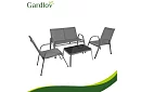 Mobilier de grădină canapea, 2 fotolii, masă – gri
