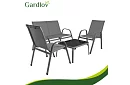 Mobilier de grădină canapea, 2 fotolii, masă – gri
