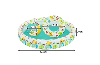 Bazină gonflabilă 3 în 1 + cerc și minge – B51124
