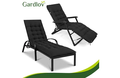 Perna matlasată pentru scaune de grădină 180 × 56 × 9 cm – negru