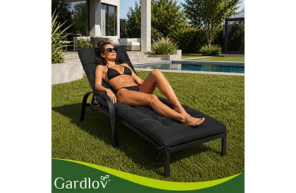 Perna matlasată pentru scaune de grădină 180 × 56 × 9 cm – negru