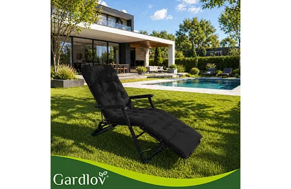 Perna matlasată pentru scaune de grădină 180 × 56 × 9 cm – negru