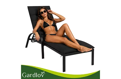 Perna matlasată pentru scaune de grădină 180 × 56 × 9 cm – negru