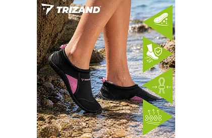 Încălțăminte pentru apă – antiderapantă 5 mm, uscare rapidă – negru-roz, mărimea 37