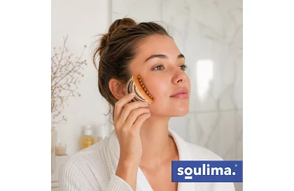 Perie de masaj limfatic pentru față și gât + husă