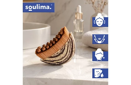 Perie de masaj limfatic pentru față și gât + husă
