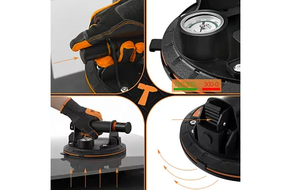 Suport vacuum 2 bucăți în husă pentru plăci, gresie și sticlă – capacitate de încărcare 200 kg