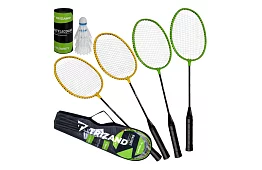 Set de badminton – 4 rachete, 3 shuttlecock-uri și o husă