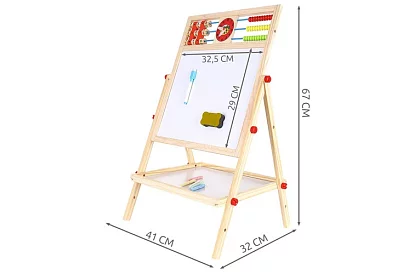 Tablă de lemn dublă pentru copii 6 în 1 + accesorii