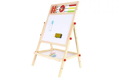 Tablă de lemn dublă pentru copii 6 în 1 + accesorii