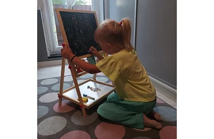 Tablă de lemn dublă pentru copii 6 în 1 + accesorii