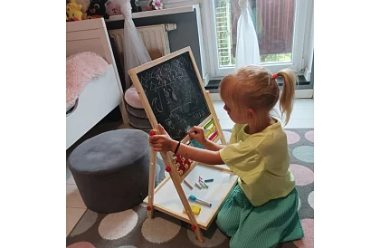 Tablă de lemn dublă pentru copii 6 în 1 + accesorii