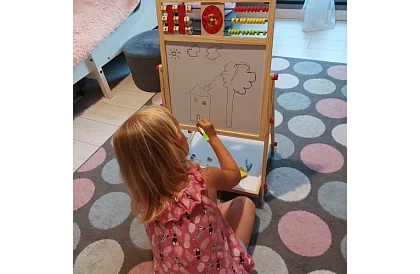 Tablă de lemn dublă pentru copii 6 în 1 + accesorii