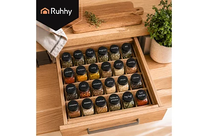 Set de 24 borcane de sticlă pentru condimente 120 ml + etichete