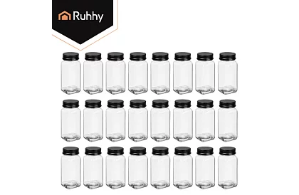 Set de 24 borcane de sticlă pentru condimente 120 ml + etichete