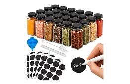 Set de 24 borcane de sticlă pentru condimente 120 ml + etichete