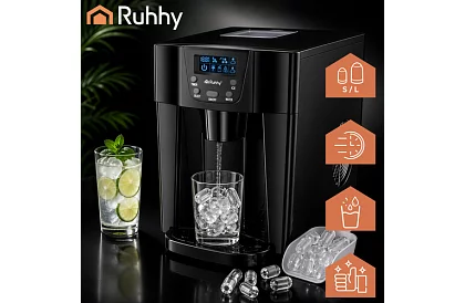 Generator de cuburi de gheață pentru acasă cu LCD – compresor 12 kg/24 h – negru