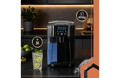 Generator de cuburi de gheață pentru acasă cu LCD – compresor 12 kg/24 h – negru