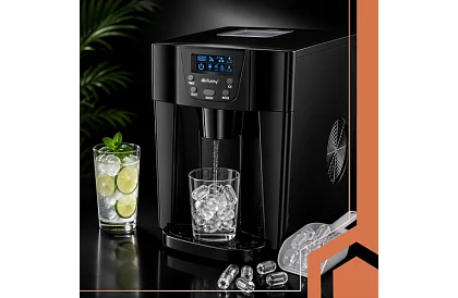 Generator de cuburi de gheață pentru acasă cu LCD – compresor 12 kg/24 h – negru