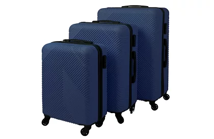 Set de 3 valize de călătorie cu roți 39 l, 70 l, 99 l – albastru închis