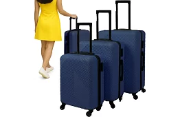 Set de 3 valize de călătorie cu roți 39 l, 70 l, 99 l – albastru închis