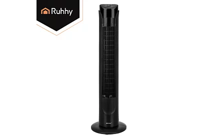 Ventilator oscilant pe stâlp de 83 cm, 45 W – negru + telecomandă