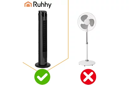 Ventilator oscilant pe stâlp de 83 cm, 45 W – negru + telecomandă