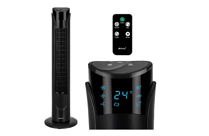 Ventilator oscilant pe stâlp de 83 cm, 45 W – negru + telecomandă