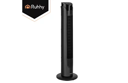 Ventilator oscilant pe stâlp de 83 cm, 45 W – negru + telecomandă