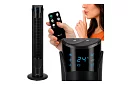 Ventilator oscilant pe stâlp de 83 cm, 45 W – negru + telecomandă