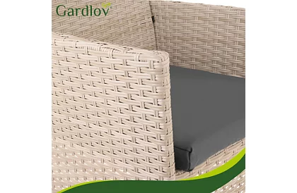 Set de mobilier de grădină – masă, canapea, 2 scaune – bej
