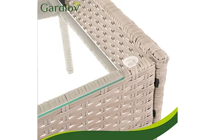 Set de mobilier de grădină – masă, canapea, 2 scaune – bej