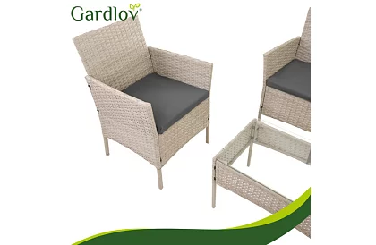 Set de mobilier de grădină – masă, canapea, 2 scaune – bej