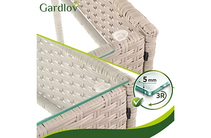 Set de mobilier de grădină – masă, canapea, 2 scaune – bej