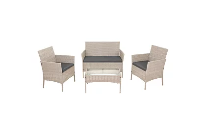 Set de mobilier de grădină – masă, canapea, 2 scaune – bej
