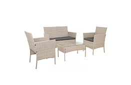Set de mobilier de grădină – masă, canapea, 2 scaune – bej