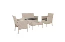 Set de mobilier de grădină – masă, canapea, 2 scaune – bej