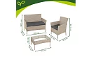 Set de mobilier de grădină – masă, canapea, 2 scaune – bej